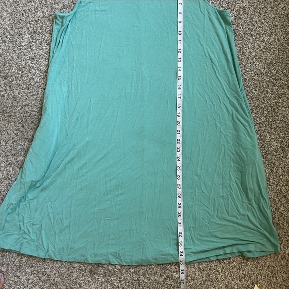 🦋 Time & Tru Green Sleeveless Shift Dress Pockets Comfy Casual Summer XL Stretch - Picture 7 of 7